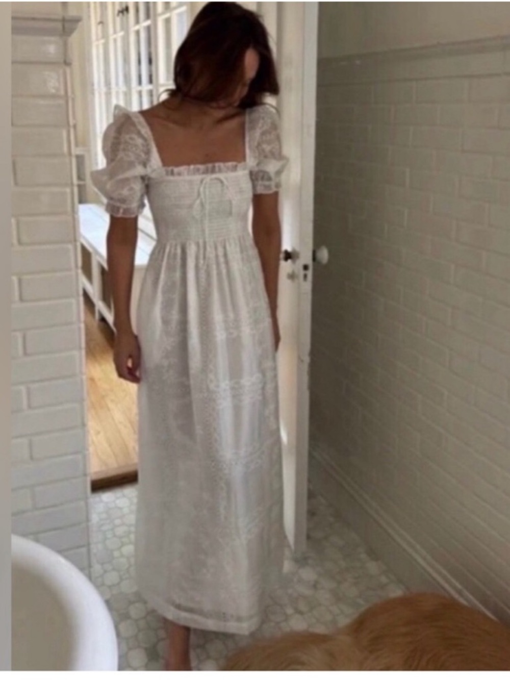 Caroline Constas White Patchwork Organza Dress